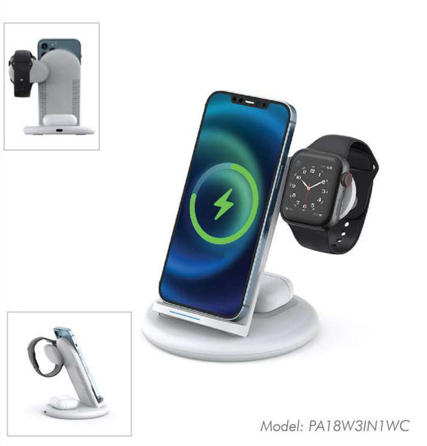 WIWU POWER AIR 18W 3 IN 1 WIRELESS CHARGER -WHITE