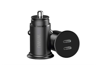 WIWU PC400 DUAL TYPE-C PD QUICK CHARGE CAR CHARGER - BLACK