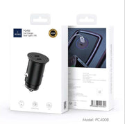 WIWU PC400 DUAL TYPE-C PD QUICK CHARGE CAR CHARGER - BLACK